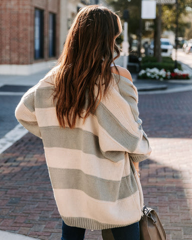 Cardigan en tricot rayé Wildan - Gris 