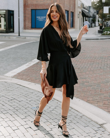 Trending Ruffle Wrap Romper - Black