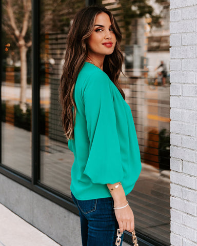 Work-Life-Balance-Bluse mit V-Ausschnitt - Jade 