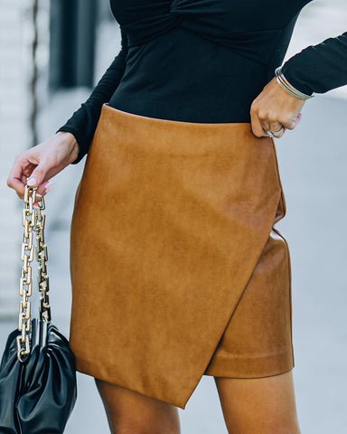 Sindy Faux Leather Mini Skirt - Camel