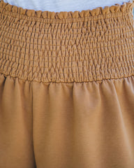 Tex Cotton Blend High Rise Smocked Shorts