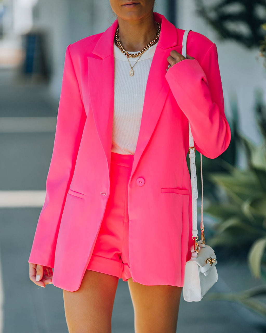 Standards Pocketed Blazer - Neon Pink