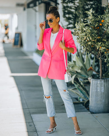 Standards Pocketed Blazer - Neon Pink