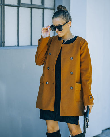 Spread The Warmth Pocketed Peacoat - Dark Camel