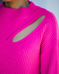 Wildest Dreams Knit Cutout Sweater - Bright Pink