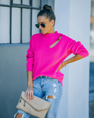 Wildest Dreams Knit Cutout Sweater - Bright Pink