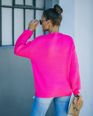 Wildest Dreams Knit Cutout Sweater - Bright Pink