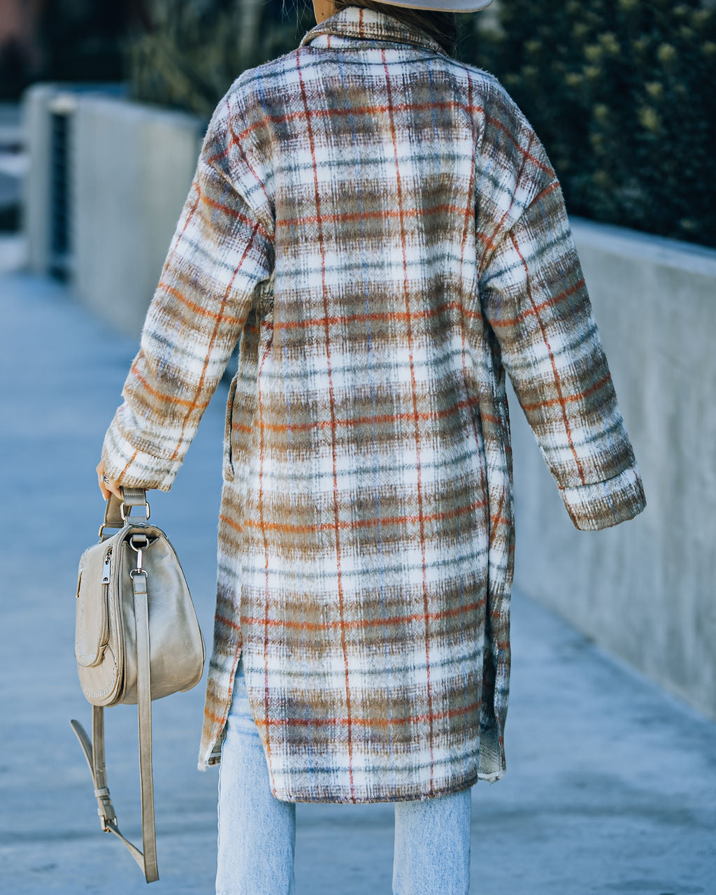 Wayland Pocketed Plaid Coat - Taupe