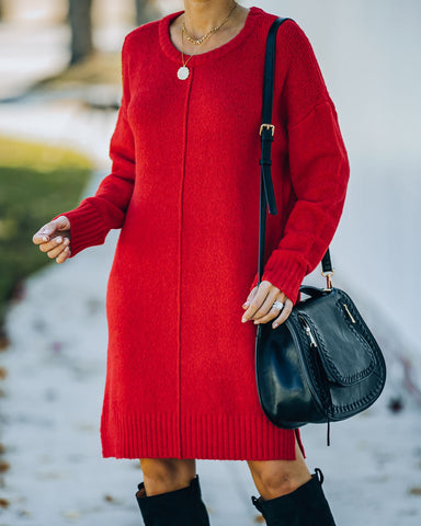 Smoky Mountain Sweater Dress - Red