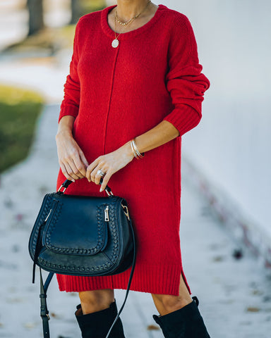 Smoky Mountain Sweater Dress - Red