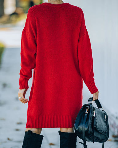 Smoky Mountain Sweater Dress - Red