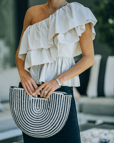 Wayne One Shoulder Ruffle Top - Beige