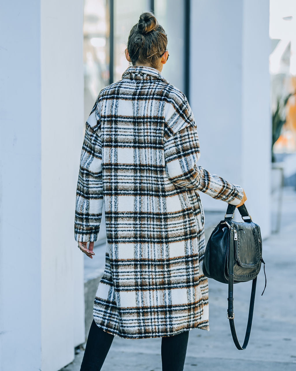 Wayland Pocketed Plaid Coat - Brown