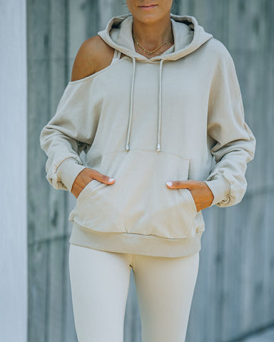 Warm Up Cotton Pocketed Cutout Hoodie