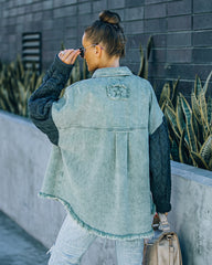 Torin Cable Knit Sleeve Denim Shacket