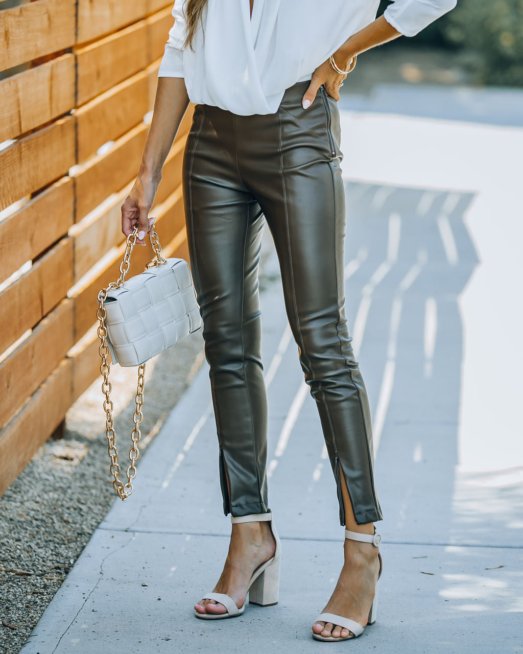 Sleek Faux Leather Straight-Leg Pants