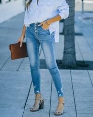 Zana High Rise Button Front Skinny