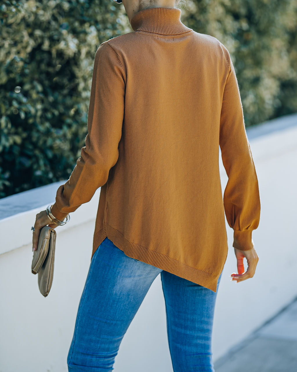 Skyscraper Asymmetrical Turtleneck Sweater - Camel