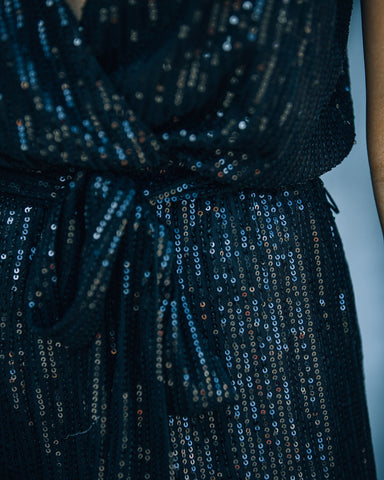 Starry Night Sequin Jumpsuit - Black