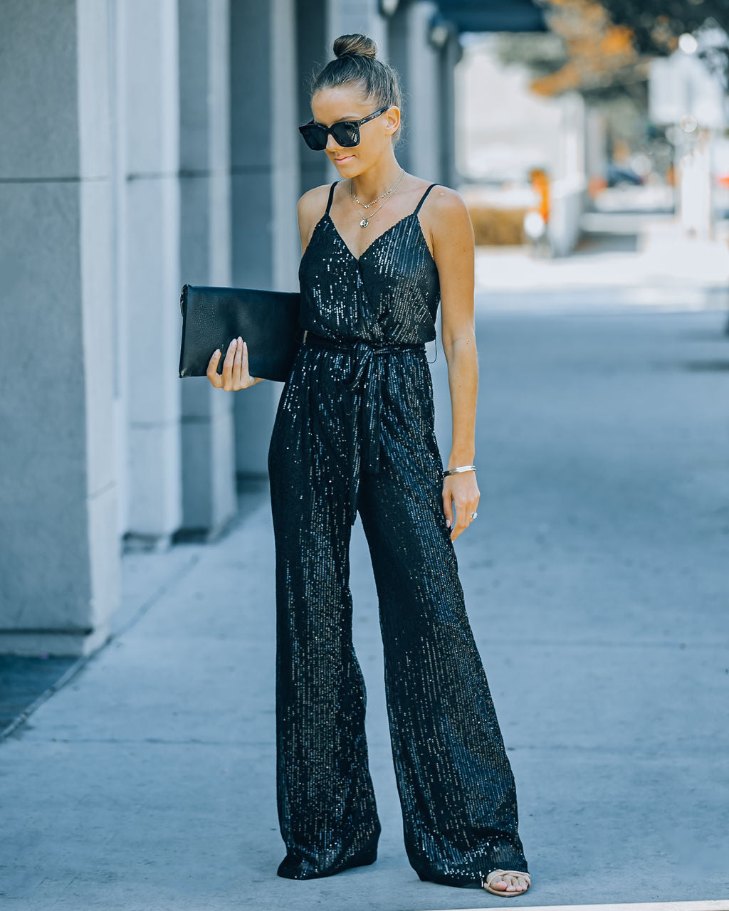 Starry Night Sequin Jumpsuit - Black