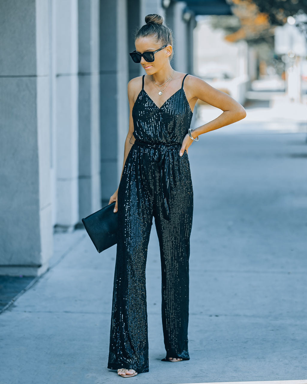 Starry Night Sequin Jumpsuit - Black