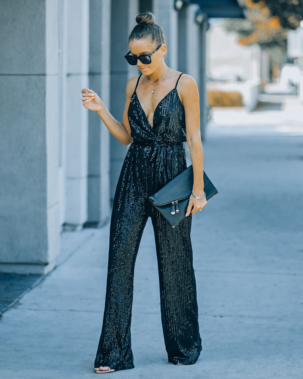 Starry Night Sequin Jumpsuit - Black