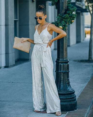 Starry Night Sequin Jumpsuit - Champagne