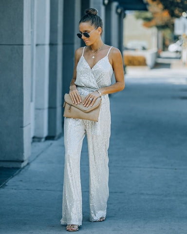 Starry Night Sequin Jumpsuit - Champagne