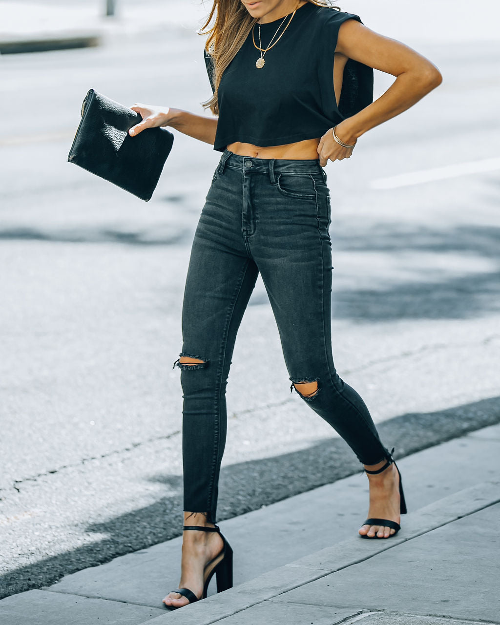 Volt – Skinny-Jeans mit hohem Bund und Used-Look 