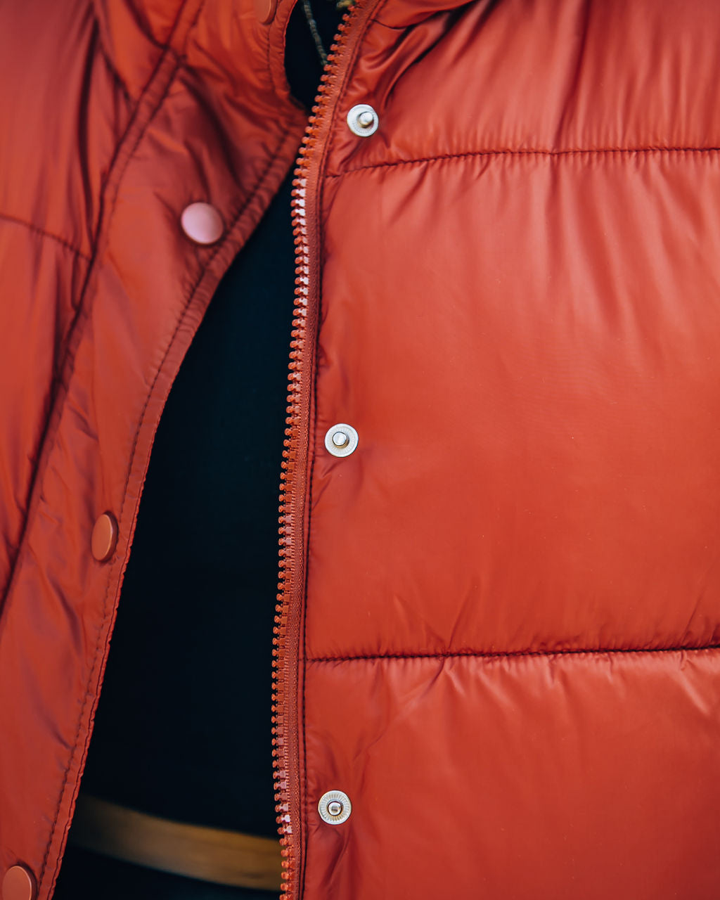 Sugar Bowl Pocketed Puffer Jacket - Brick