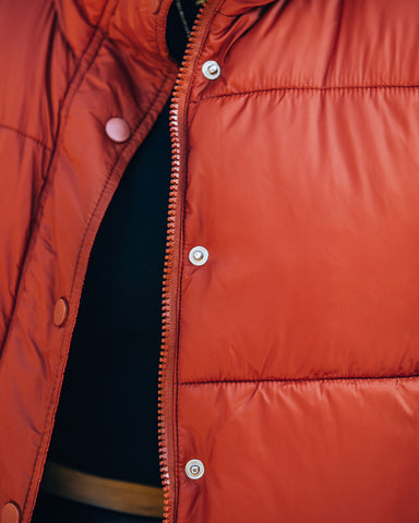 Sugar Bowl Pocketed Puffer Jacket - Brick