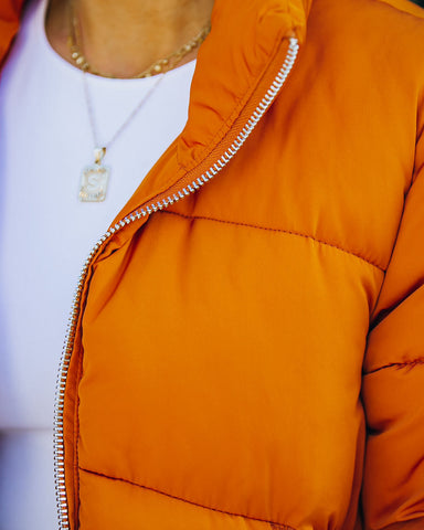 Sugar Bowl Pocketed Puffer Jacket - Burnt Orange