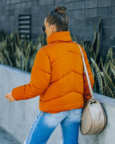 Sugar Bowl Pocketed Puffer Jacket - Burnt Orange