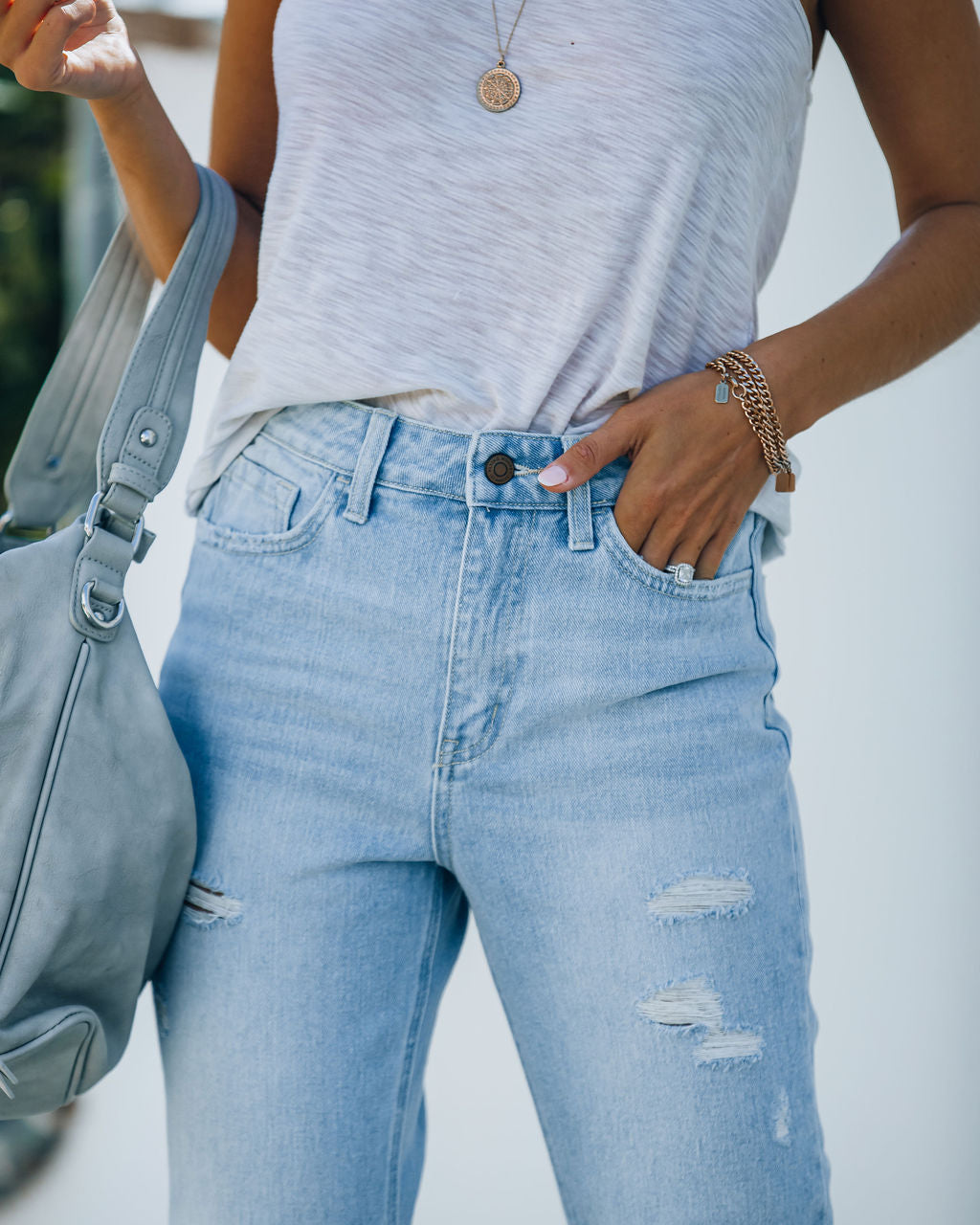 Statement High Rise Distressed Denim