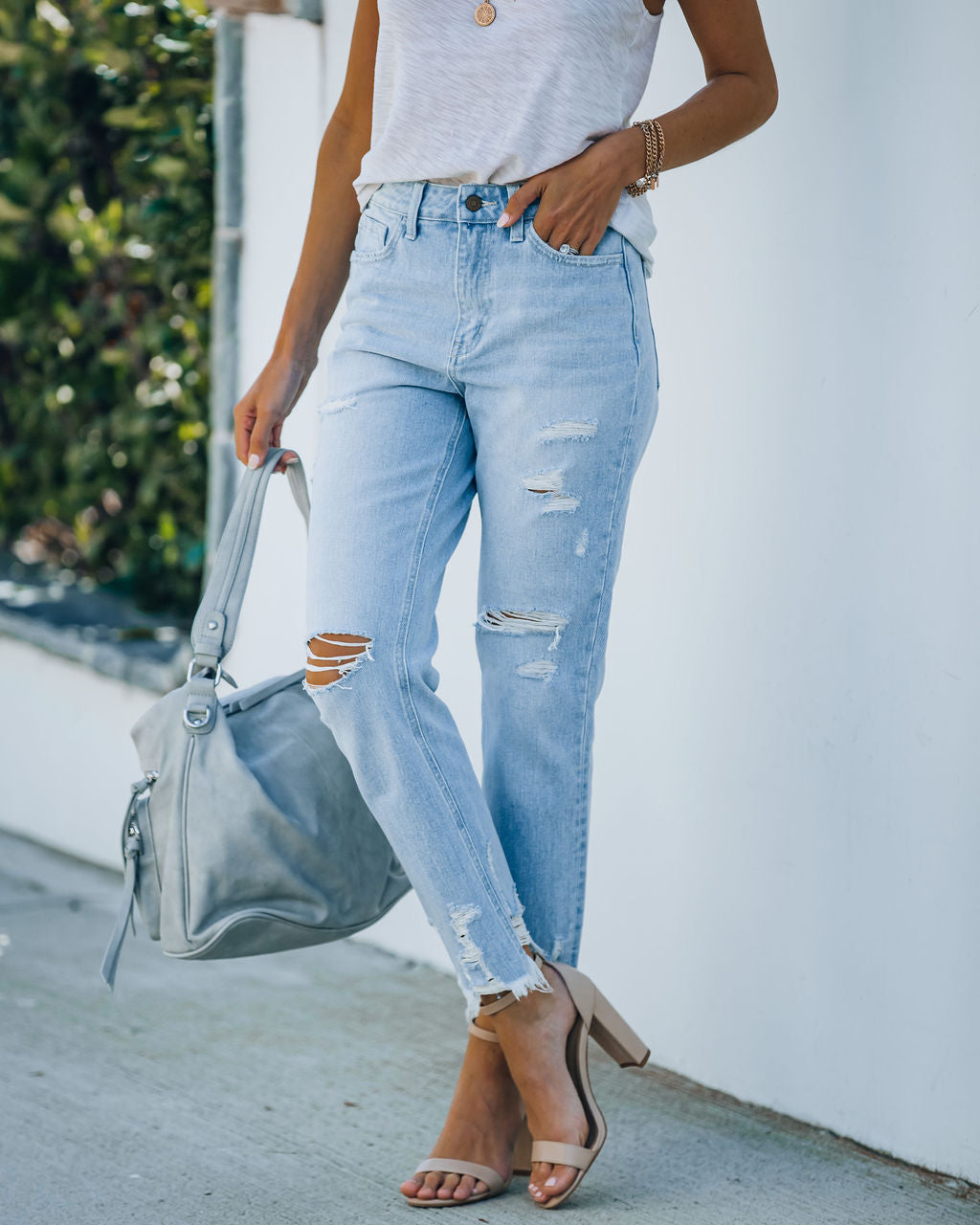 Statement-High-Rise-Denim im Used-Look 