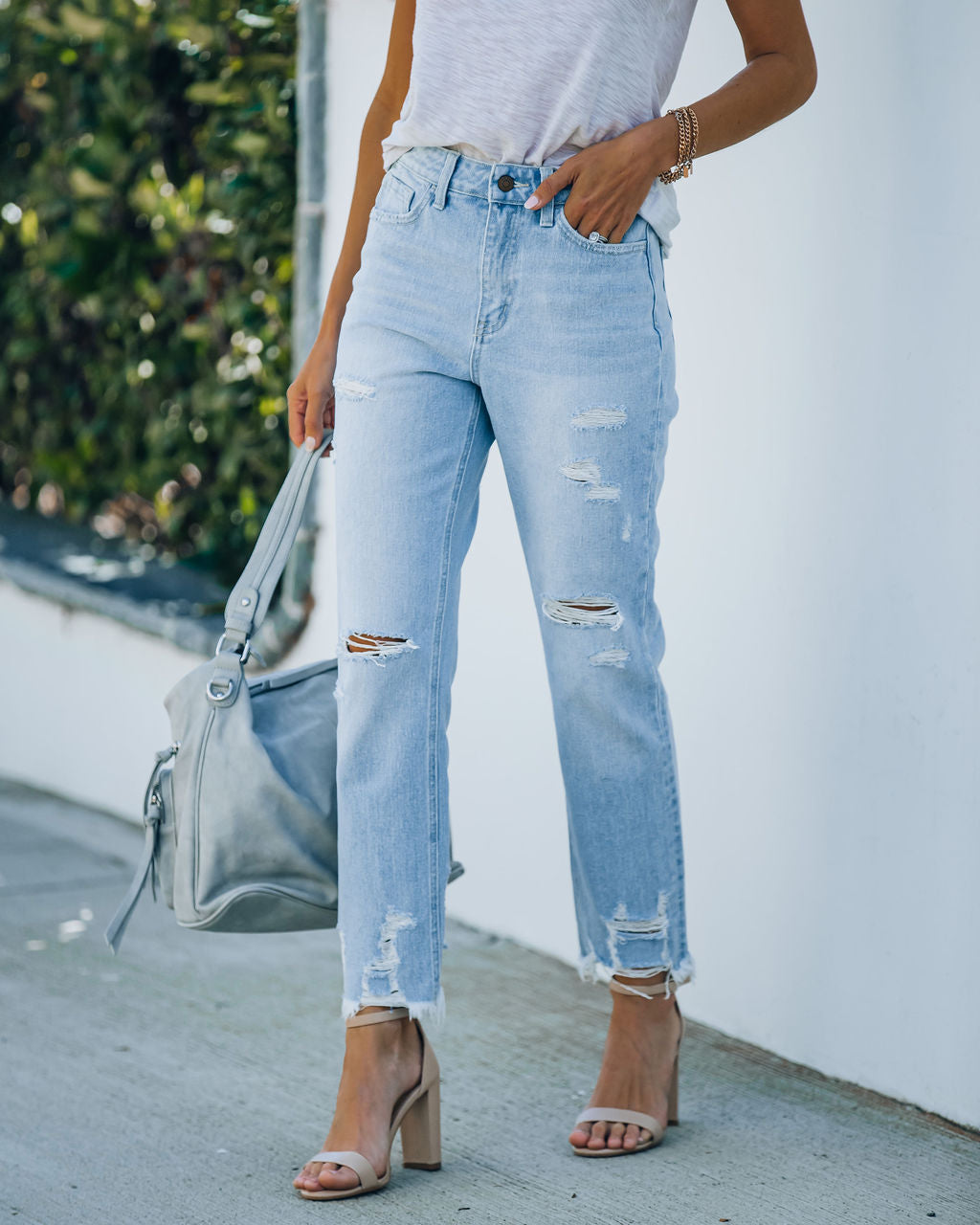 Statement High Rise Distressed Denim