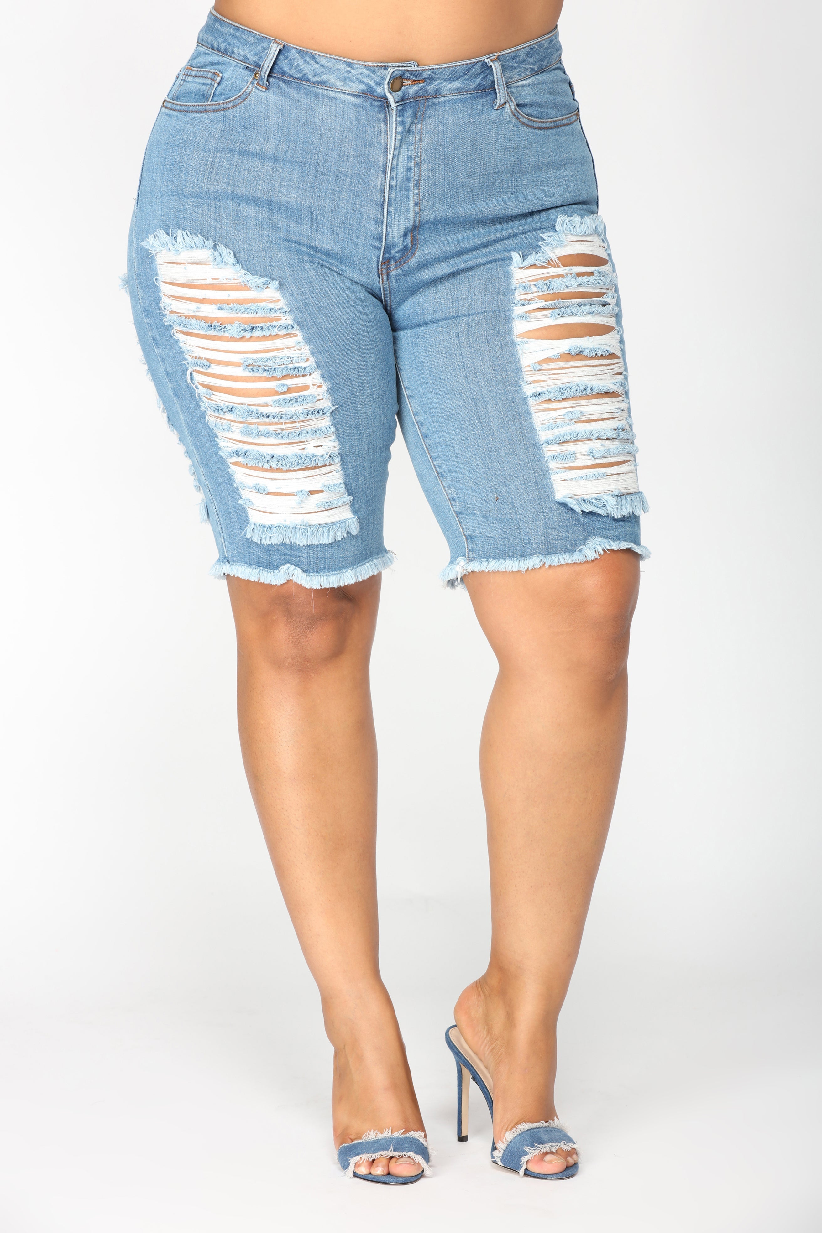 Wave Crasher Bermuda Shorts - Medium Blue Wash