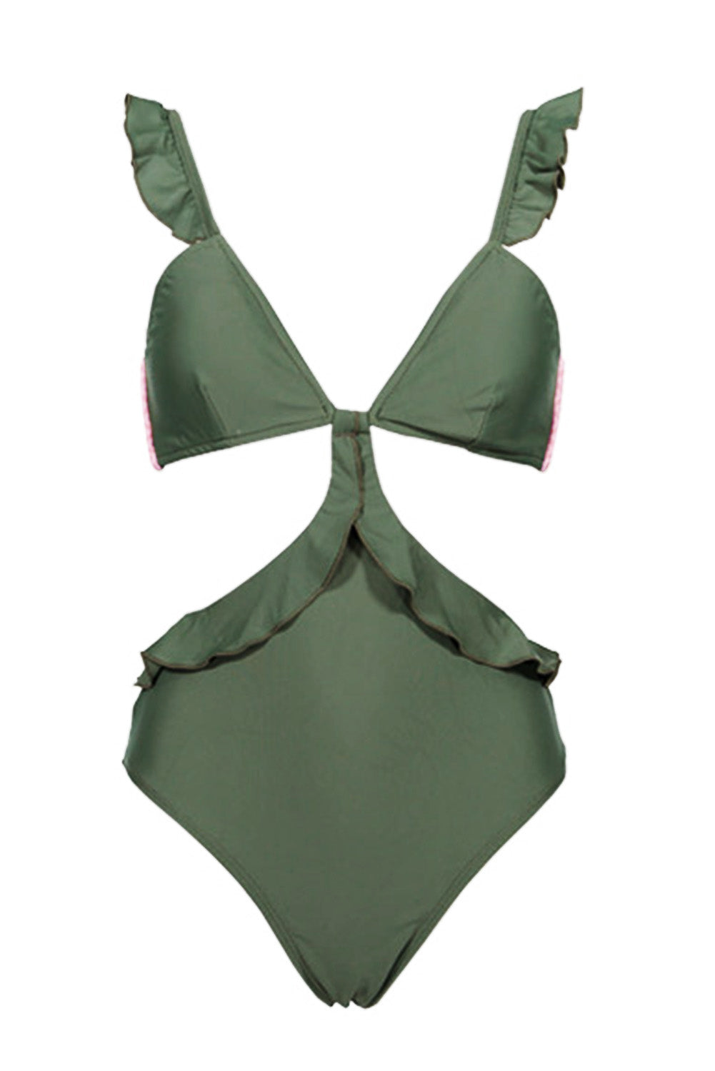 Green Ruffle Slimming One-piece Swimsuit