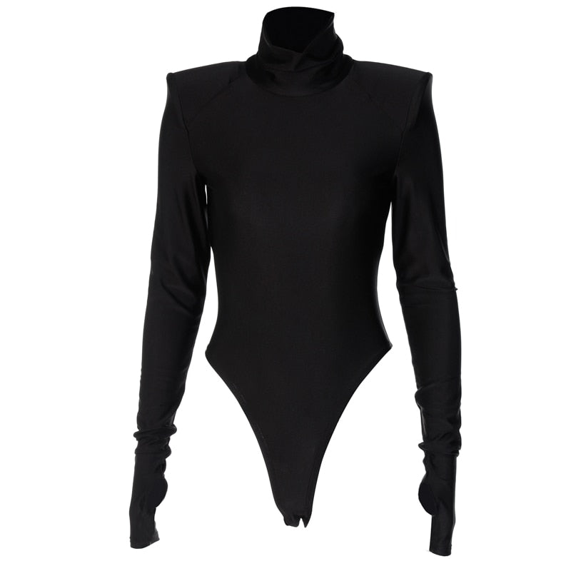 Fayvy Turtleneck Bodysuit with Padded Shoulders