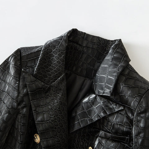 Crocodile Pattern Back Leather Blazer