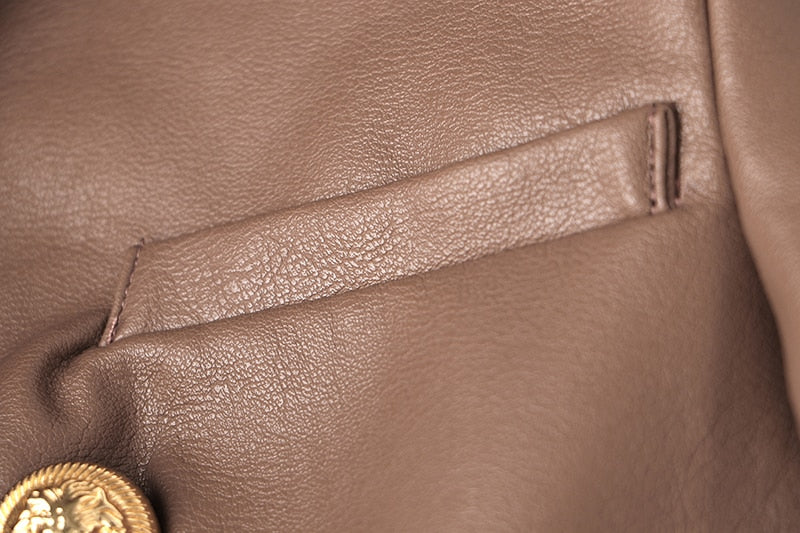 Killian Double Breasted Leather Blazer