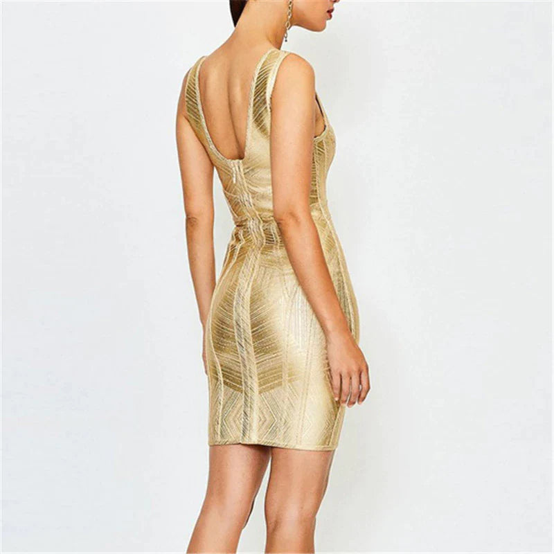 Vegas Gold Bandage Dress