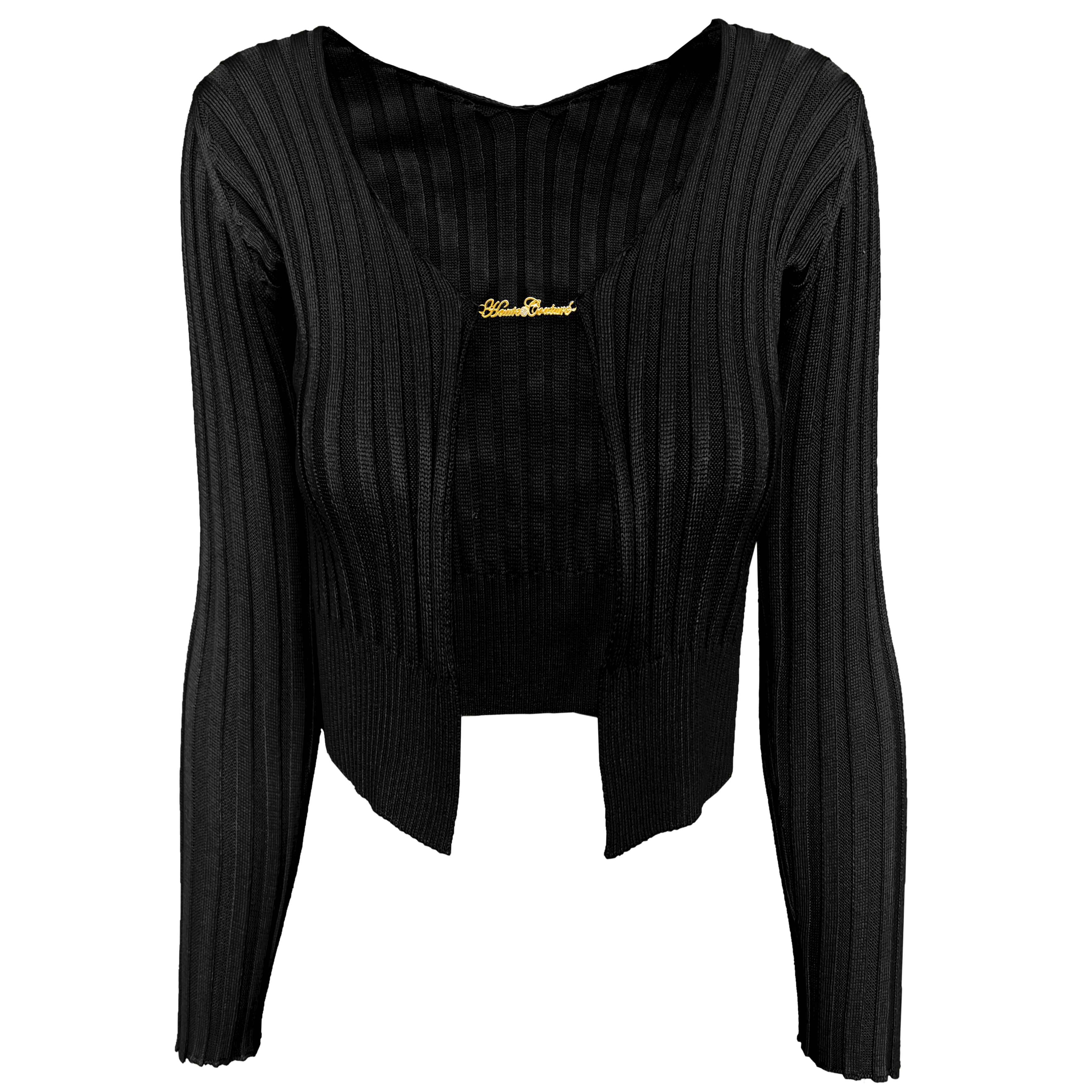 Lorna Chain Detail Open Front Knitted Long Sleeve Top