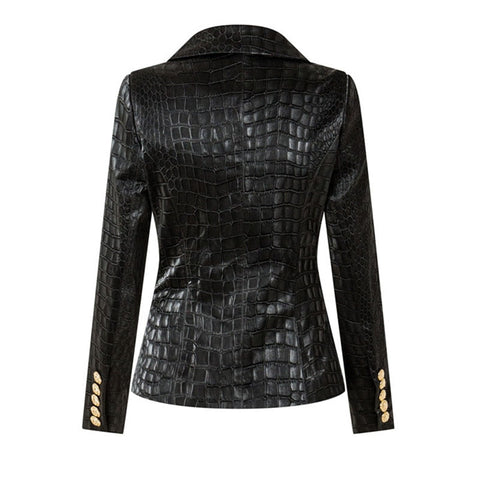 Crocodile Pattern Back Leather Blazer