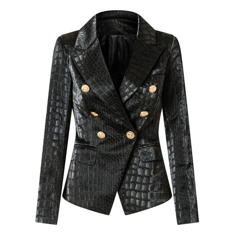 Crocodile Pattern Back Leather Blazer