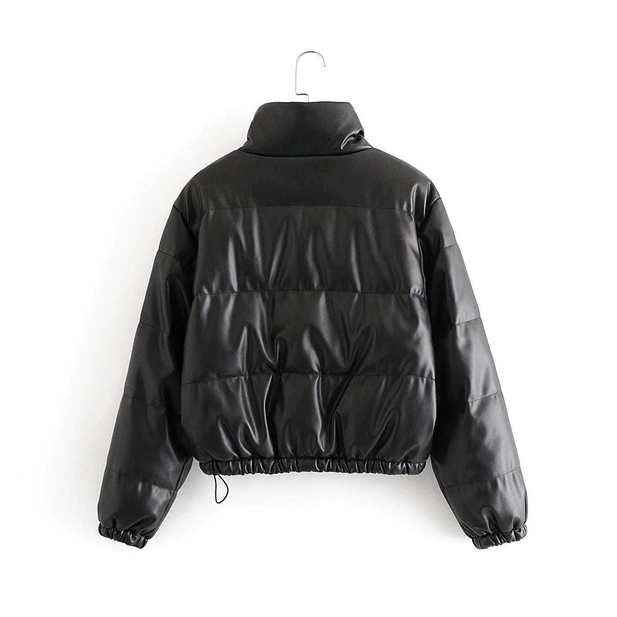 Windbreaker Crop Padded Vegan Leather Jacket
