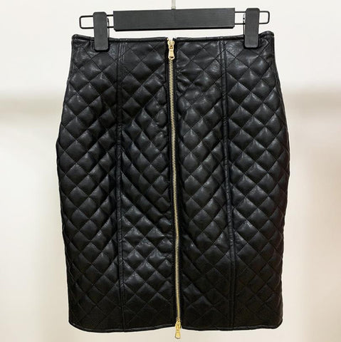 Arlene Quilted Leather Skirt