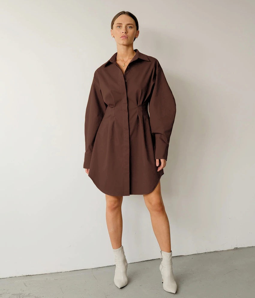 Elletra Pleated Shirt Dress