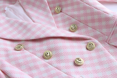 Vera Pink and White Checkered Blazer