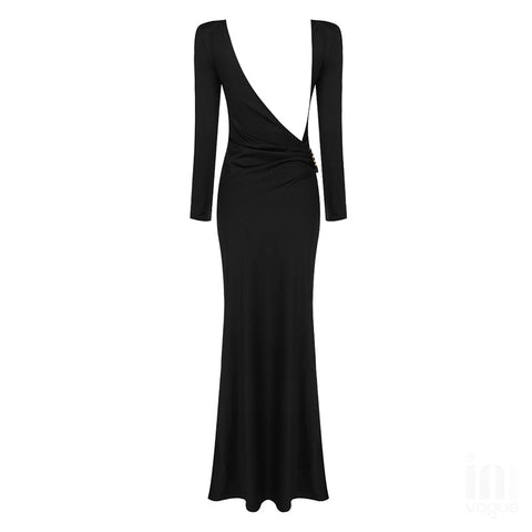 Veronika Long Sleeve Backless Maxi Long Dress